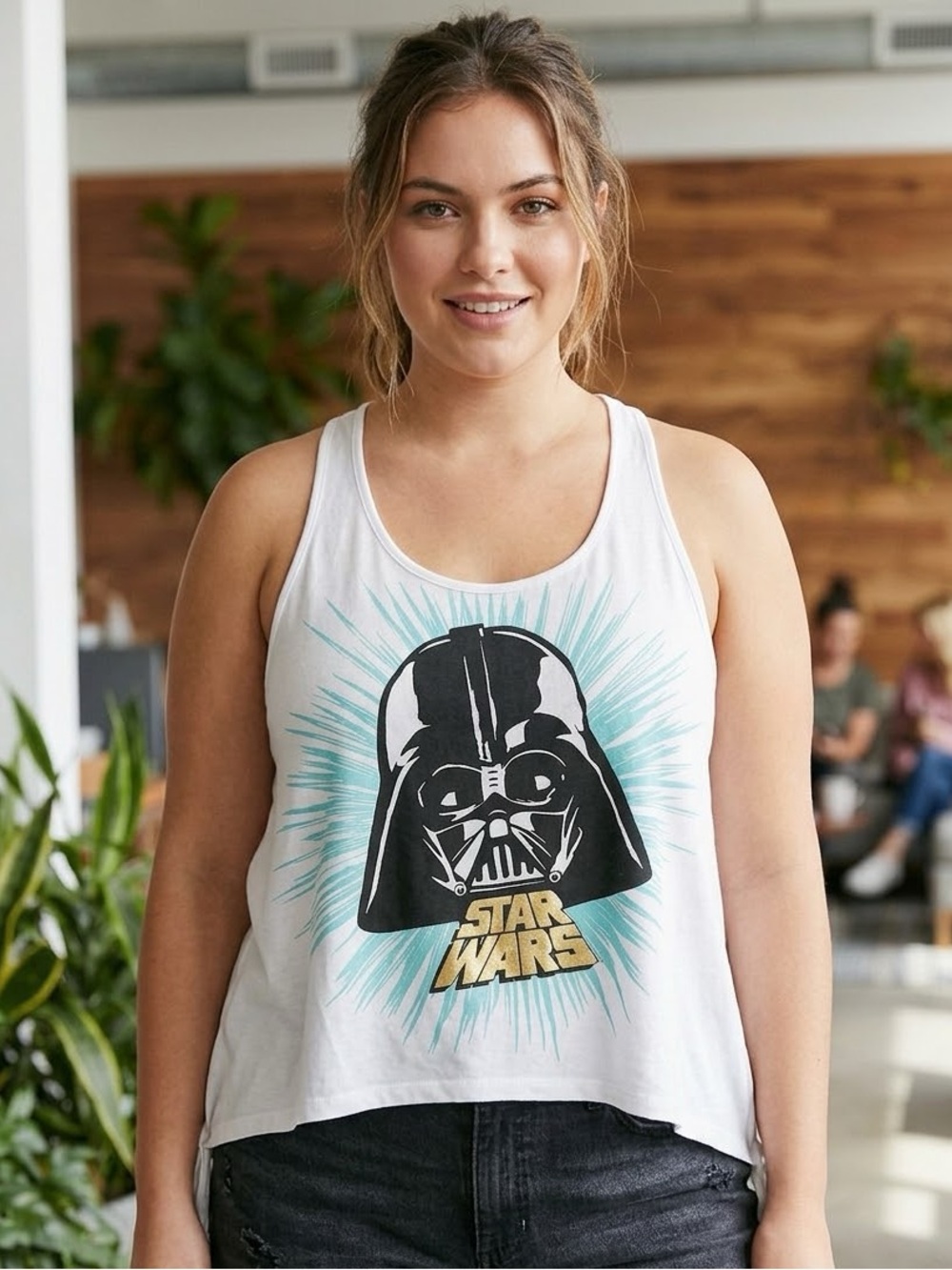 Torrid Star Wars Darth Vader Graphic White Tank Top Size 4 / 3X